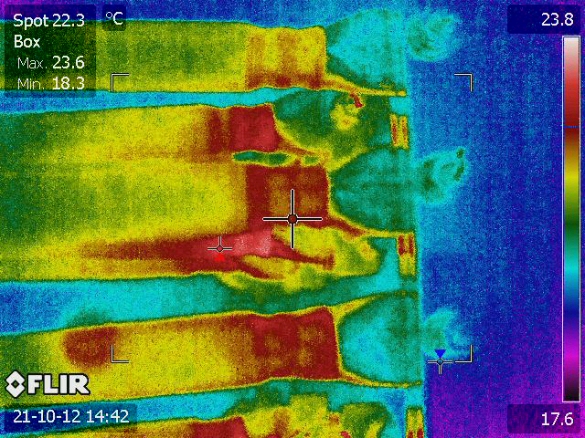 A thermal image of an electrical installation